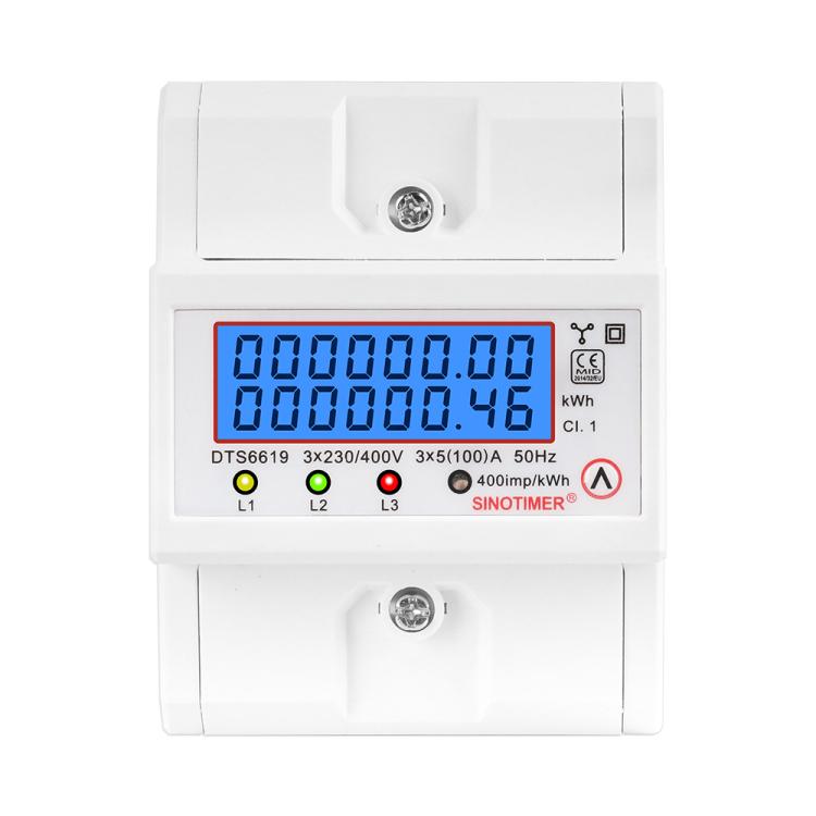 Contatore di energia trifase a 4 fili 100A 380V CA, alimentazione temporanea, può essere ripristinata, montato su guida DIN, SINOTIMER DTS6619-046 Contatore di energia trifase a 4 fili 100A 380V CA, alimentazione temporanea, può essere ripristinata, montato su guida DIN, SINOTIMER DTS6619-046